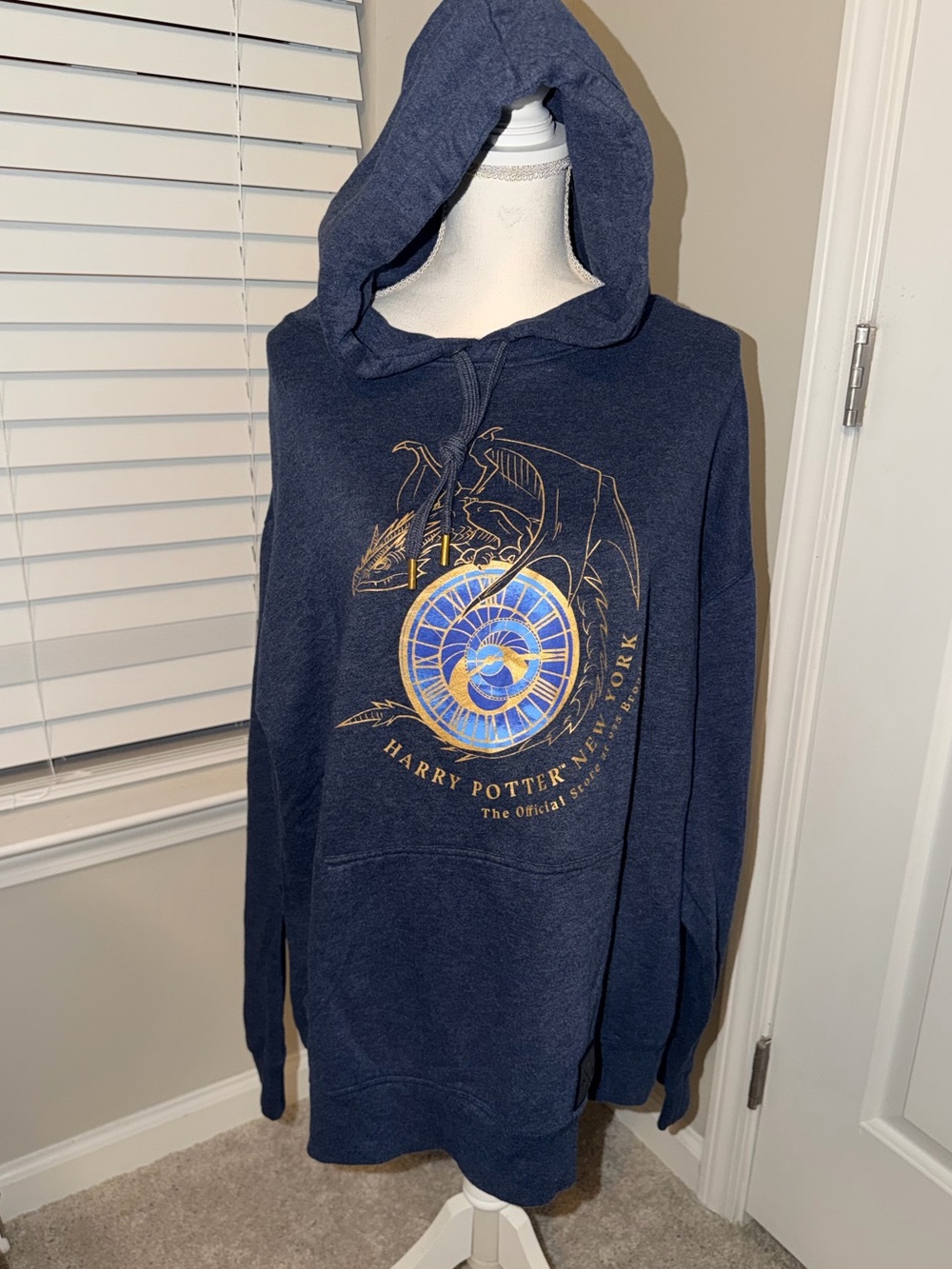 Harry Potter Navy Graphic Hoodie with Gold Crest